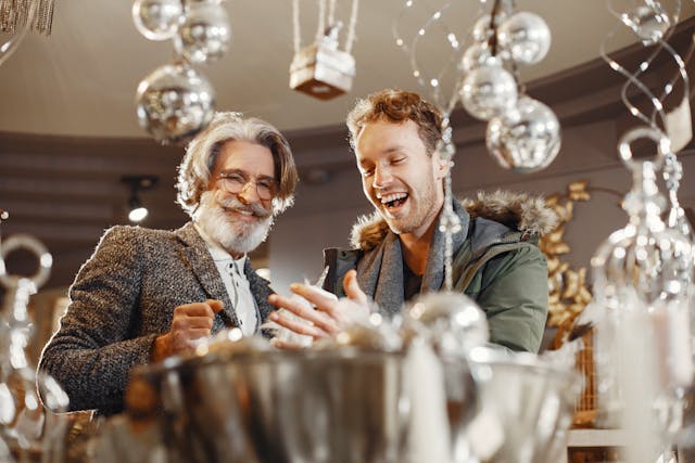 Father and Son celebrating with champagne