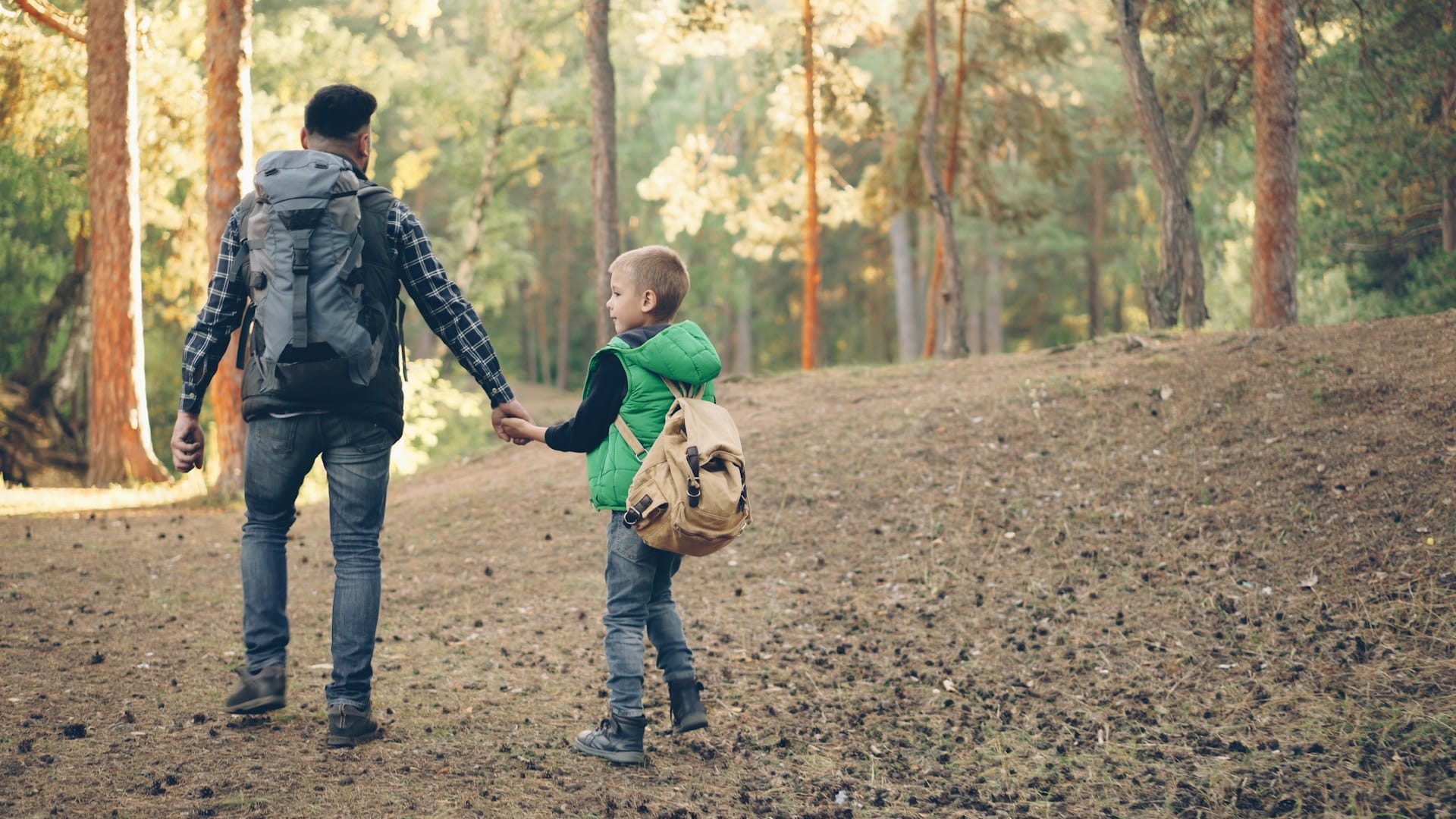 dad with son in forest