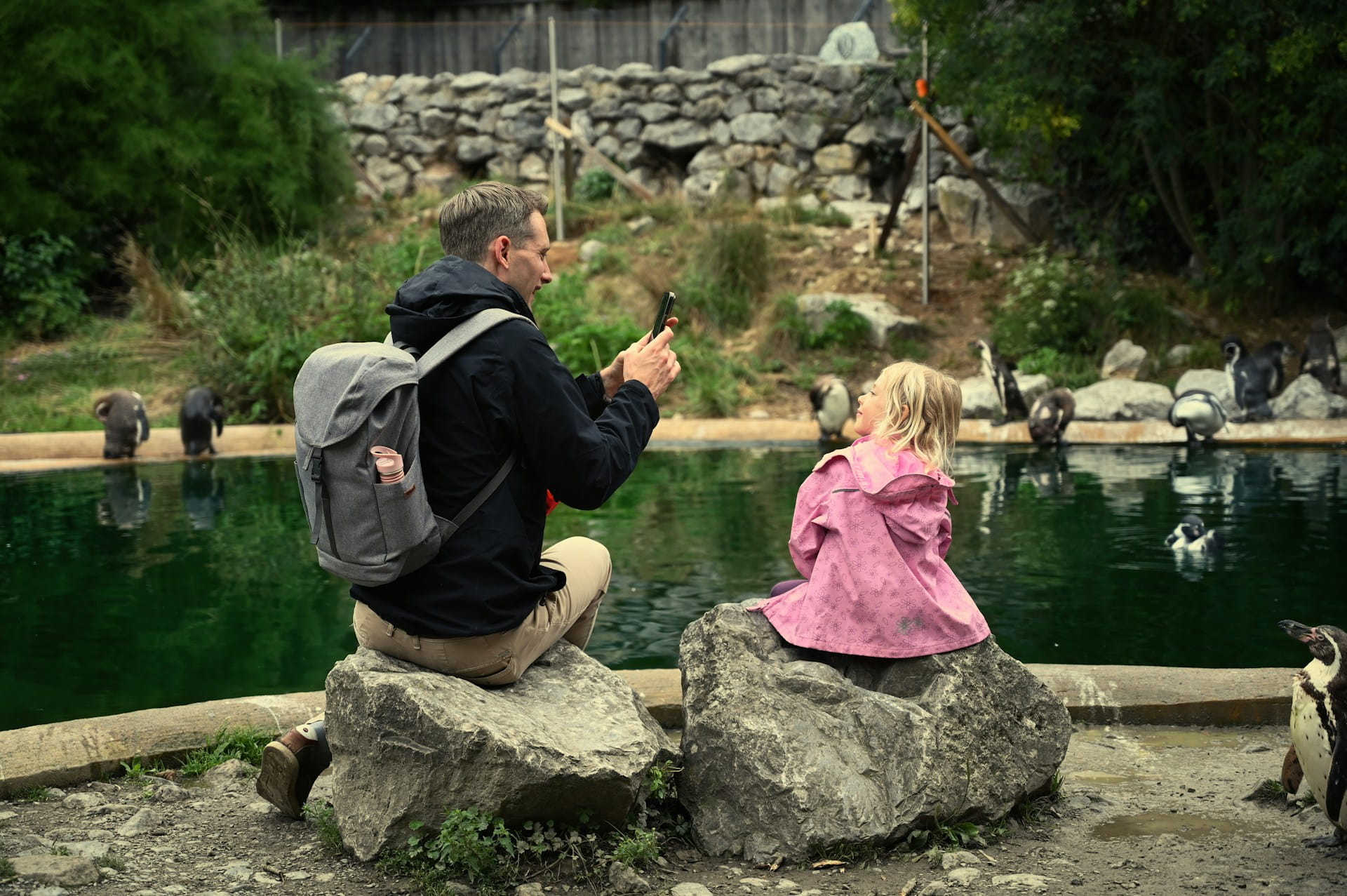 man with daughter relaxing