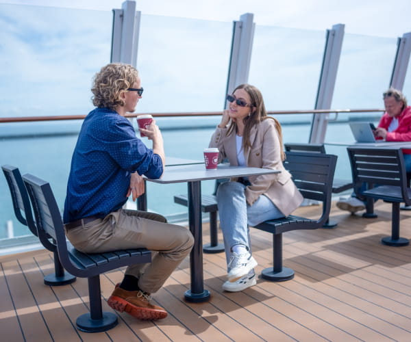 Couple on deck on ferry to France