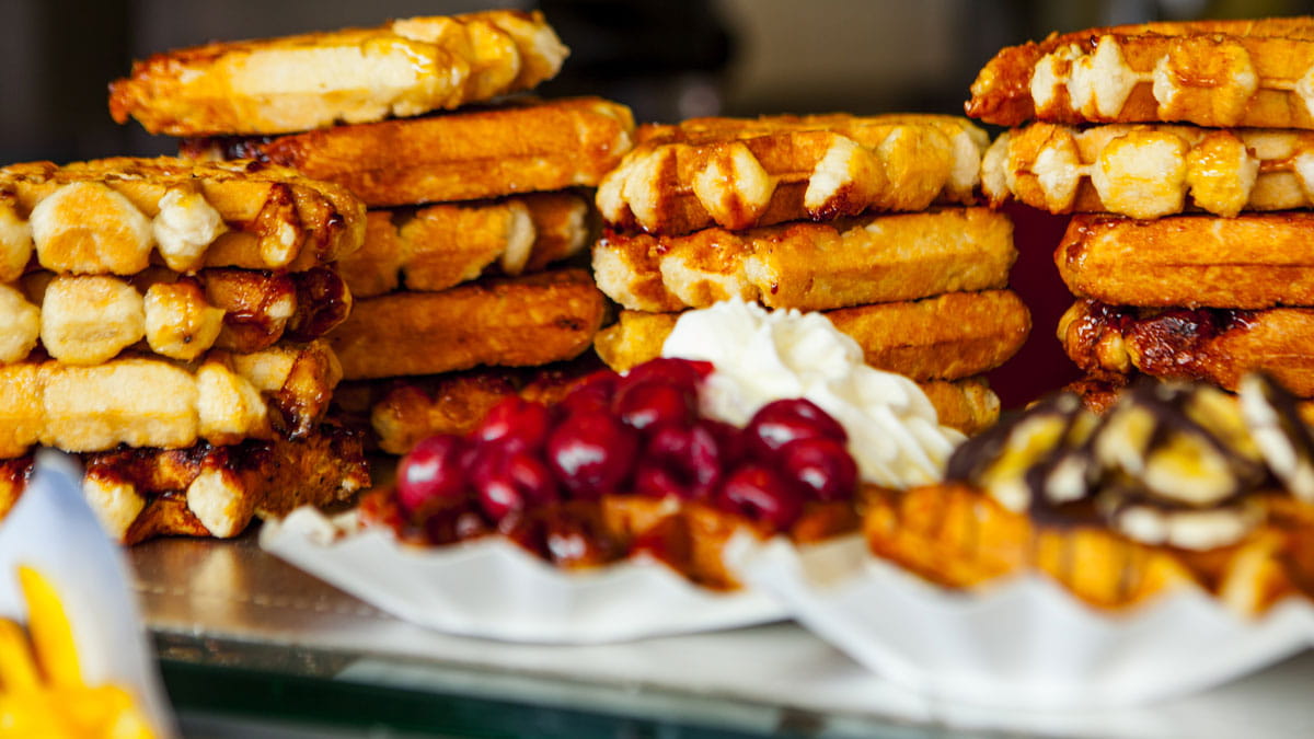 Selection on belgian waffles in Brussels