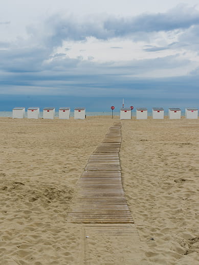 Beach huts in West Flanders Belgium