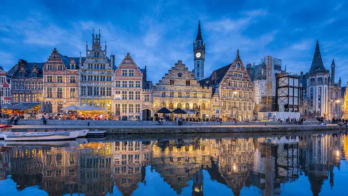 Historic Graslei River in Ghent