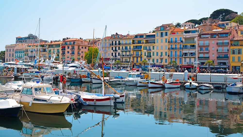 Boats in old port of Cannes in France