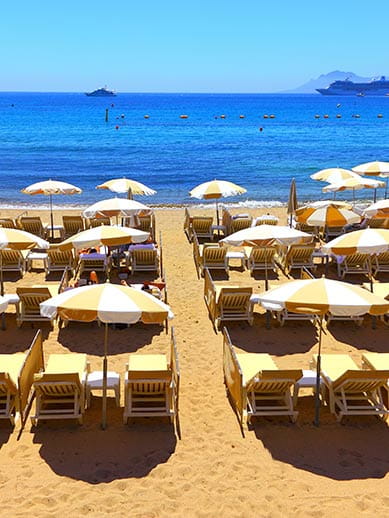 Sun Loungers at a Beach in Cannes