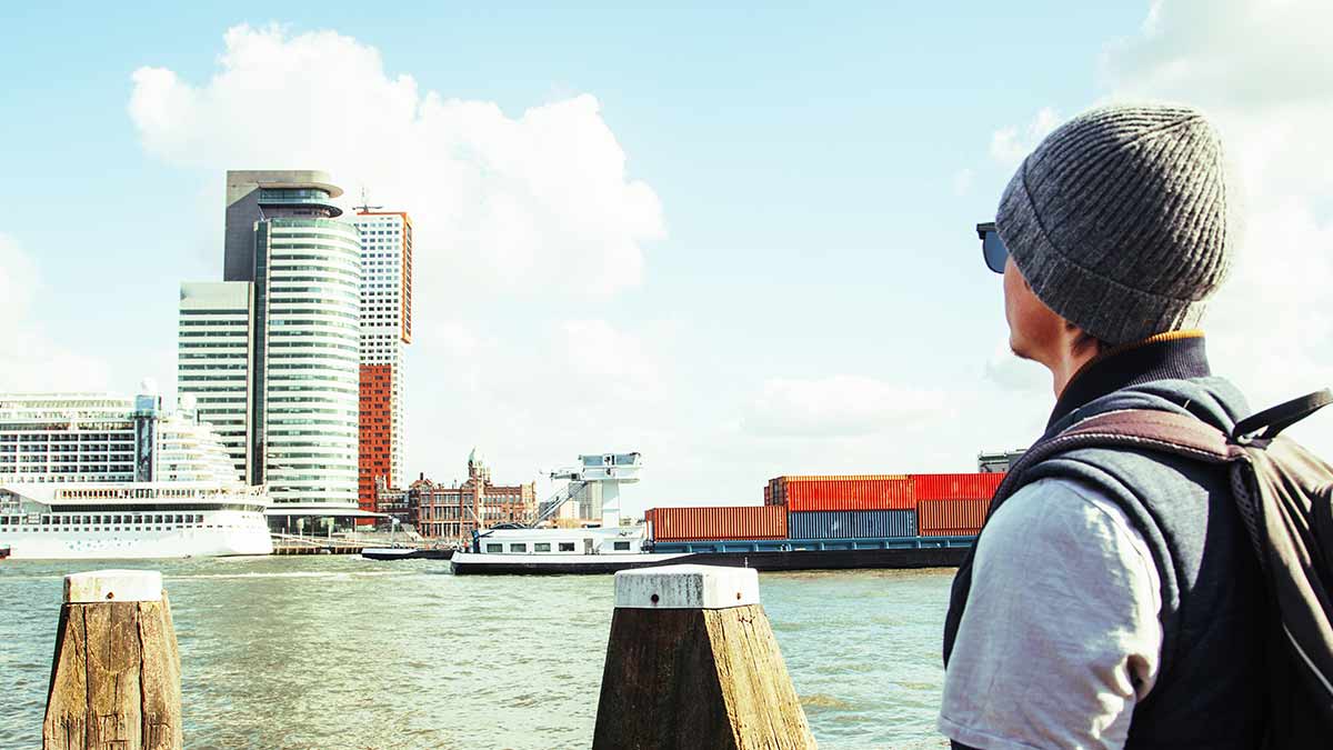 Rotterdam port and boats