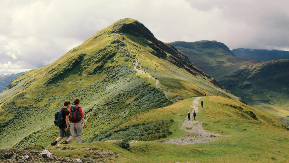 People hiking in the Lake District in England