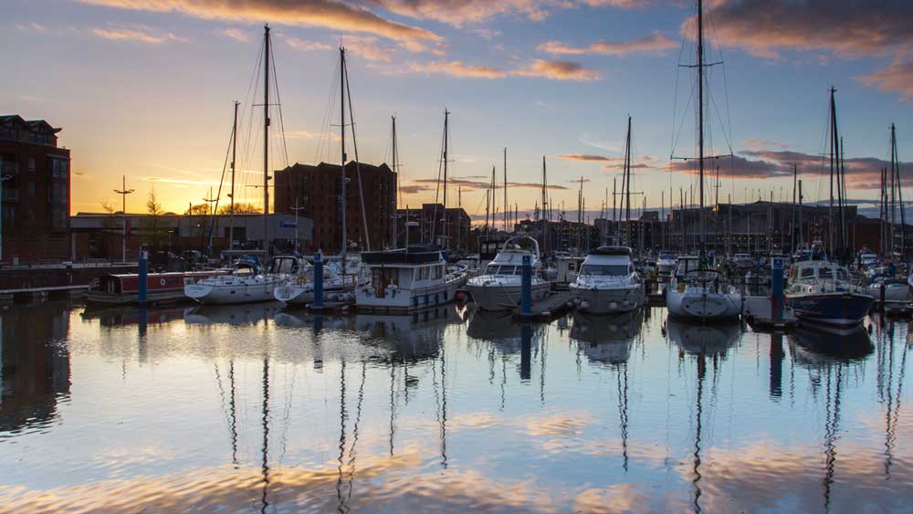 Hull city dock in England