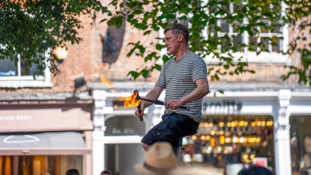 Entertainer in city of York, England