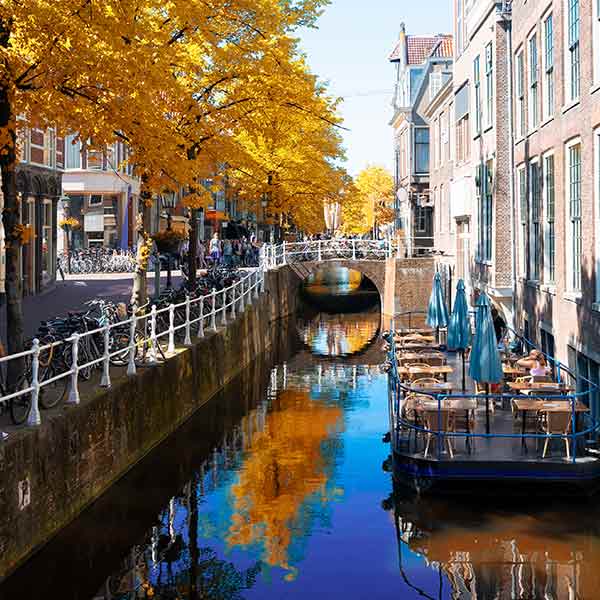 Canal bridge in Delft, Holland