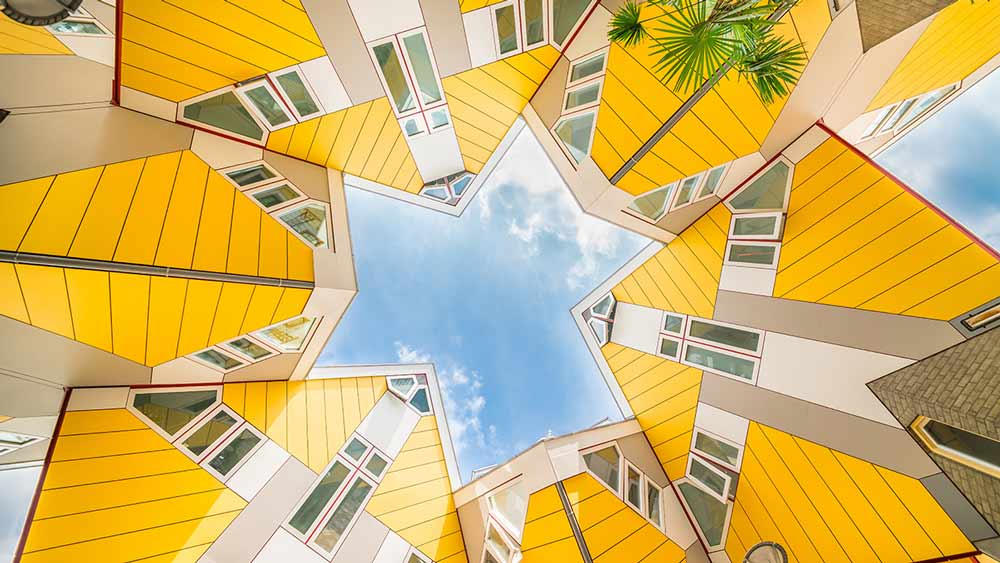 Cube Houses in Rotterdam Landscape
