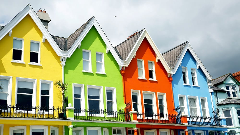 Coloured houses in Whitehead, Northern Ireland