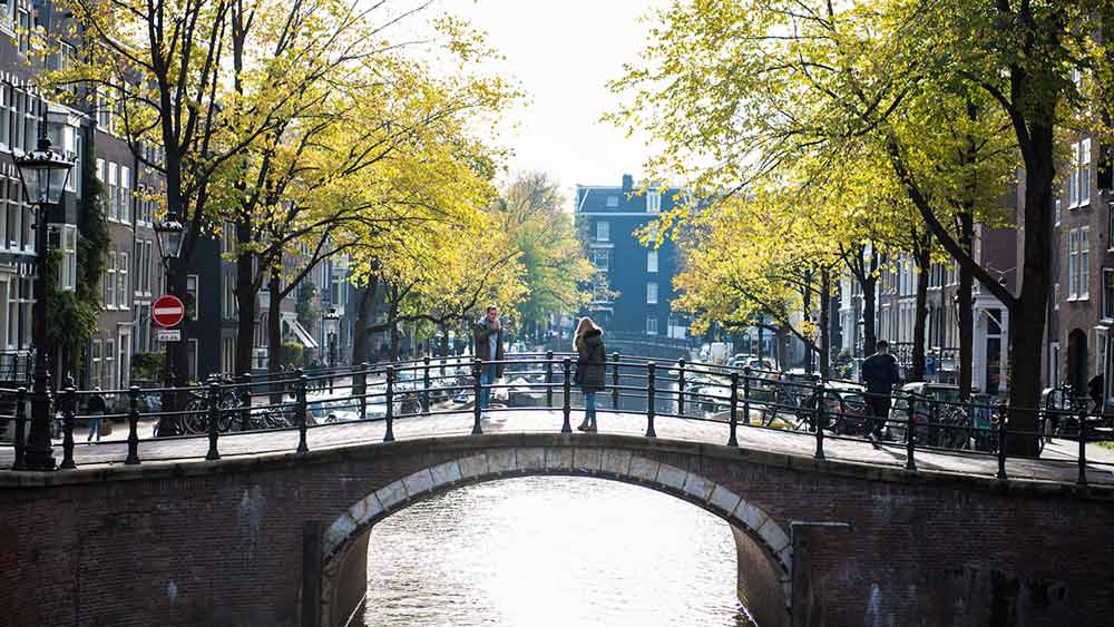 Canal bridge in Amsterdam, Holland