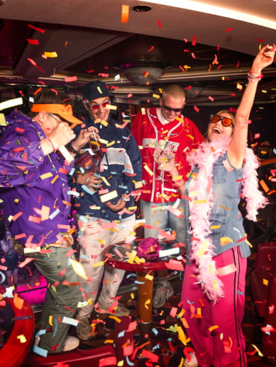 Friends partying at P&O Mini Cruise Live event