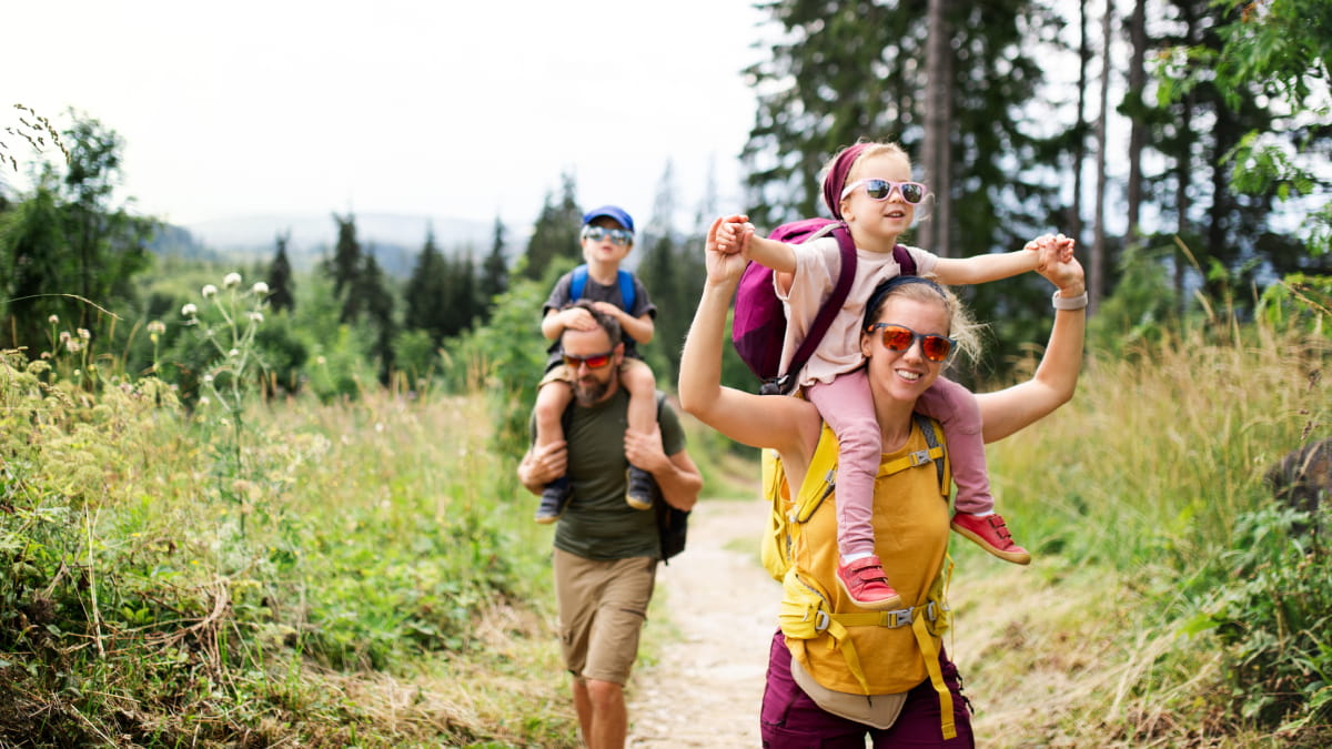 Family on a hike at Disneyland Paris