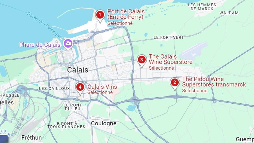 Free wine offer map for P&O Ferries Autumn Rewards