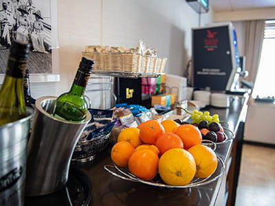 Snacks and drinks in Club Lounge on P&O Ferries Carinryan to Larne ship