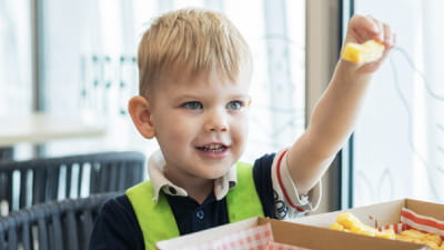 Child eating food on P&O Ferry
