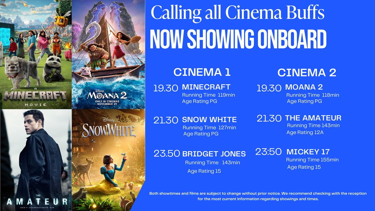 P&O Ferries Cinema Listing