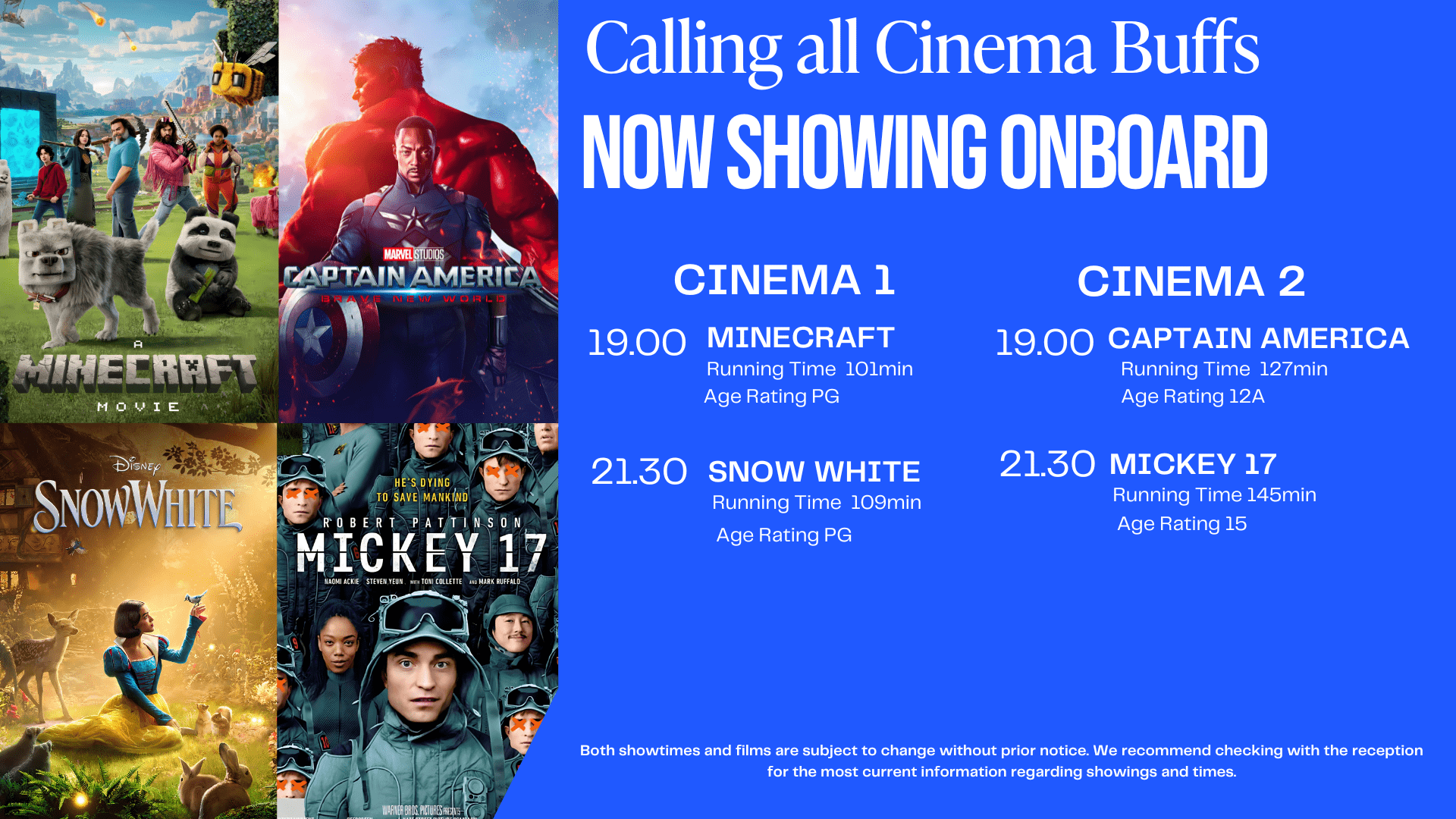 Cinema listings for Hull to Rotterdam ferries