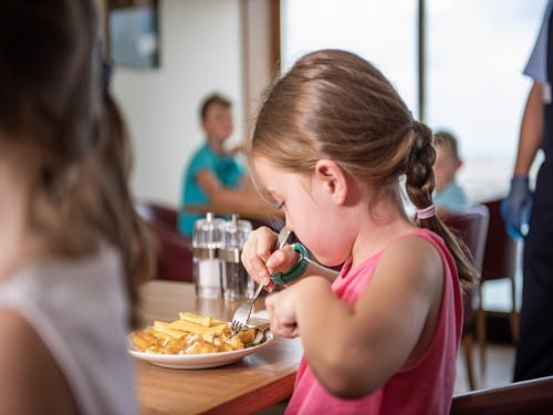 Fish and chips on the P&O Ferries Food Court children's menu - Dover to Calais