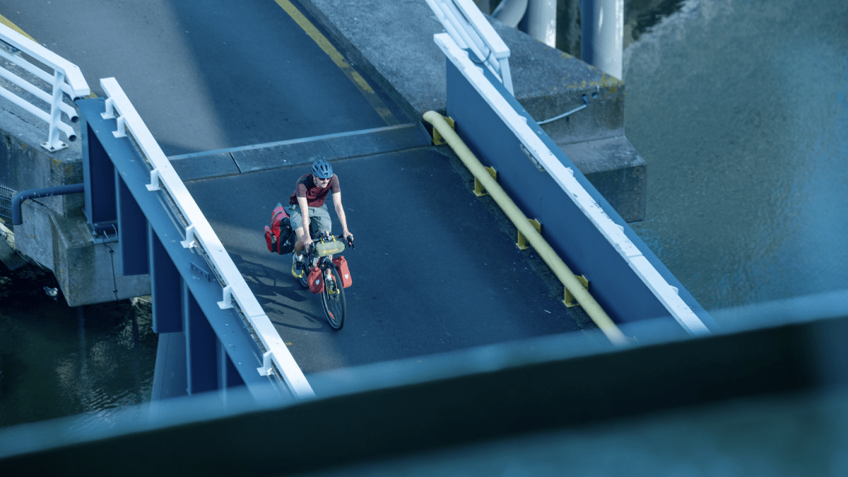 Cycling onto the ship