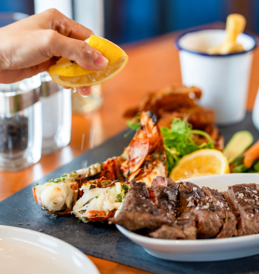 Meal in The Brasserie onboard P&O Ferries North Sea Ship