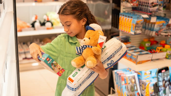 Child in World Duty Free Shop on P&O Ferry