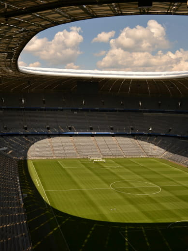 Empty seats in Football Stadium ready for the next Euros Football