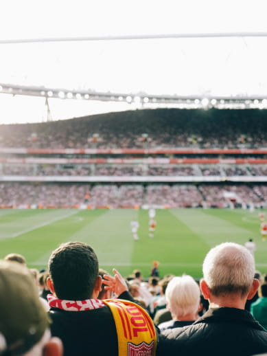 Football fans in England watching football match