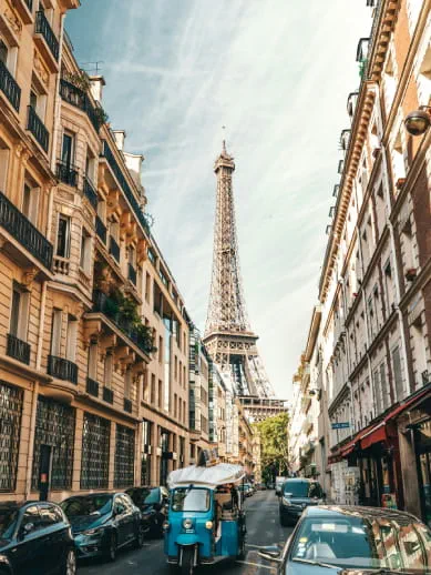 Cars on the streets of Paris, France