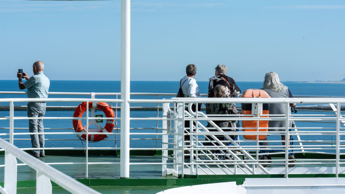 Passengers on P&O Ferry deck