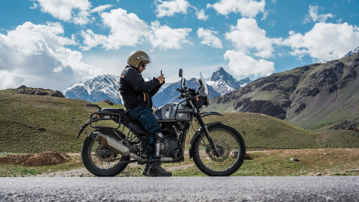 Motorbike roadtrip view of mountains