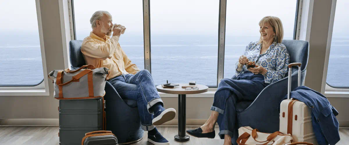 Older couple in club lounge