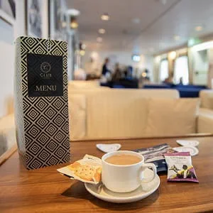 Club lounge on a ferry to Scotland with P&O Ferries