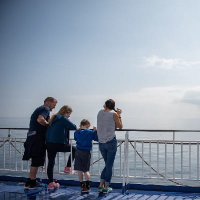 Outside on a ferry to Northern Ireland