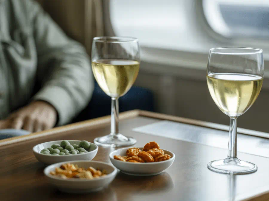 wine and snacks in the club lounge