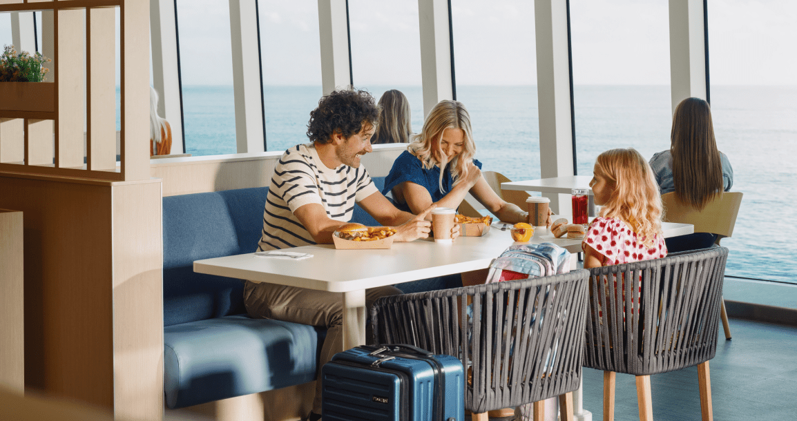 Family eating at the food court