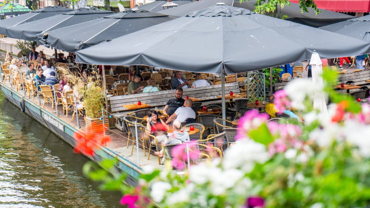 Restaurant by the canal in Leiden
